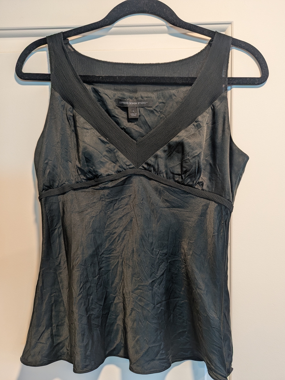 Express Black Satin V-Neck Camisole